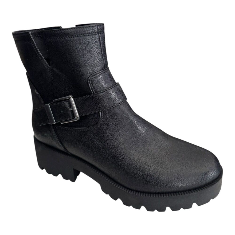 ZODIAC Miller-2 Round Toe Block Heel Black Faux‎ Leather Boots Women’s 10 $139